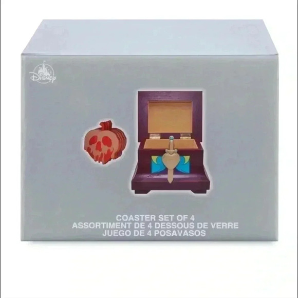Disney Evil Queen Poison Apple Coaster Set In Chest NIB - Picture 14 of 14